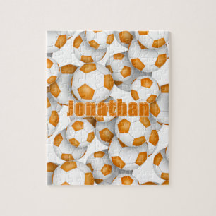 Quebra-cabeça seleção branca laranja cor futebol infantil