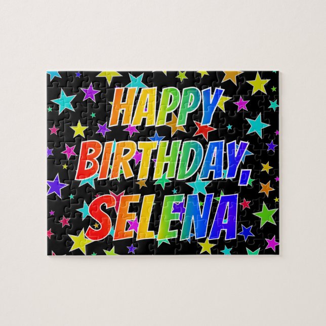 Quebra-cabeça "SELENA" Primeiro Nome, Diversão "FELIZ ANIVERSÁRI (Horizontal)