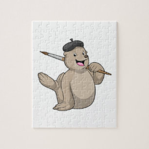 Quebra-cabeça Selo como Pintor com Pintor