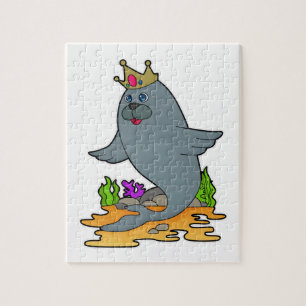 Quebra-cabeça Selo como rei com coroa