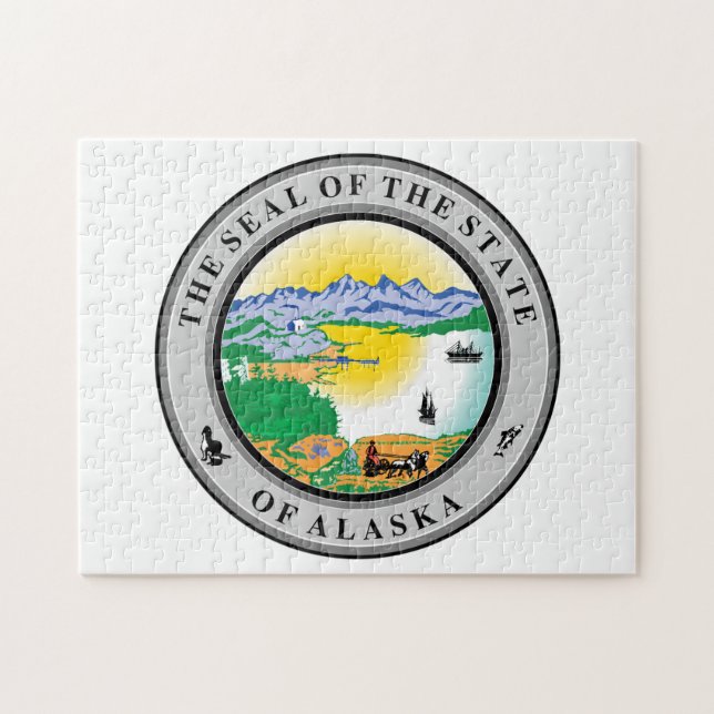 Quebra-cabeça Selo do Estado do Alasca. (Horizontal)