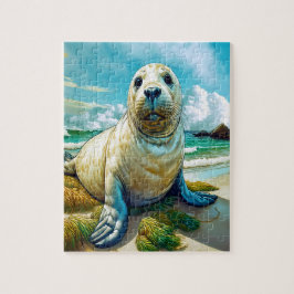 Quebra-cabeça Selo na praia