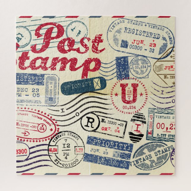 Quebra-cabeça Selos de posto retrorreflectores, coleção de vinta (Vertical)