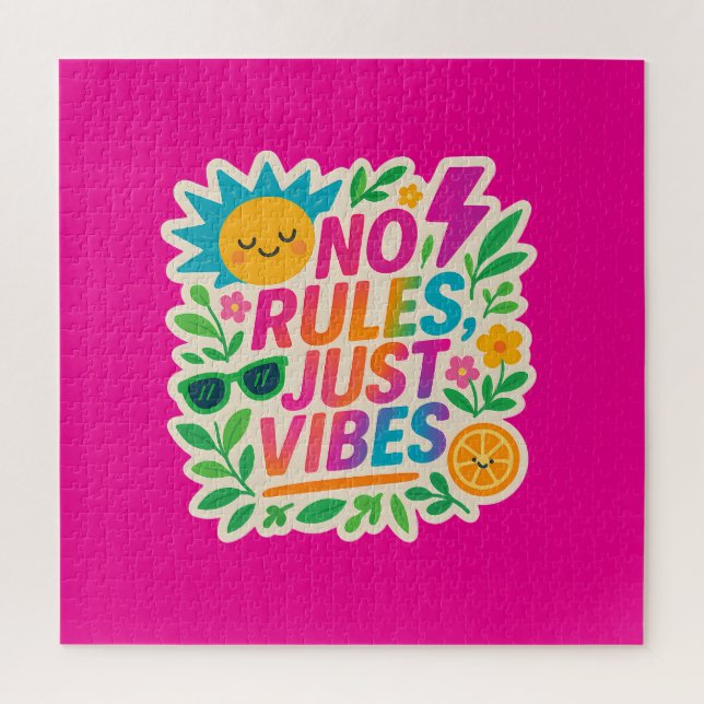 Quebra-cabeça Sem Regras Apenas Vibes - Gradiente Neon Kawaii-Pu (Vertical)