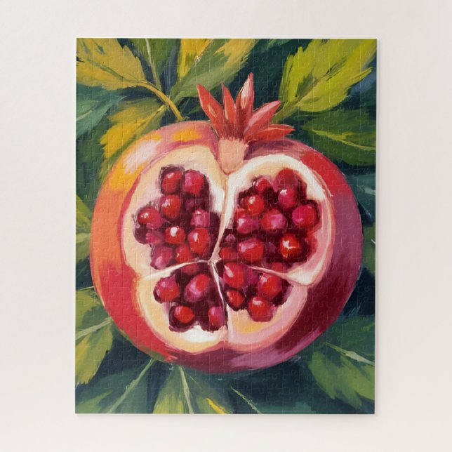Quebra-cabeça Sementes de Romã | Pintura de Frutas (Vertical)