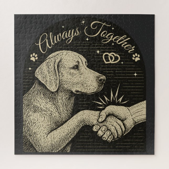Quebra-cabeça Sempre Juntos" Amizade de Cães Vintage (Vertical)