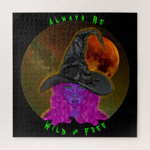 Quebra-cabeça Sempre Selvagem & Livre Bruxa de Halloween Roxa