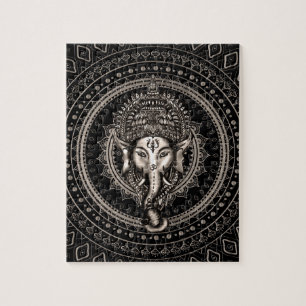 Quebra-cabeça Senhor Ganesha - preto do Sepia