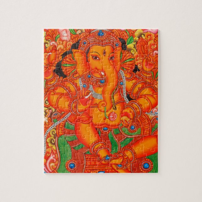 QUEBRA-CABEÇA SENHOR INDIANO SUL GANESH TANJORE PINTURA (Vertical)