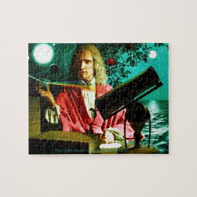 Quebra-cabeça "Senhor Isaac Newton cercado por símbolos " (Horizontal)