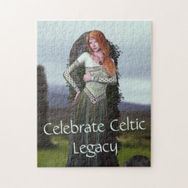 Quebra-cabeça Senhora Céltica em Frente às Pedras Antigas