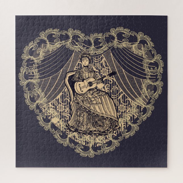 Quebra-cabeça Senhora com guitarra (Vertical)