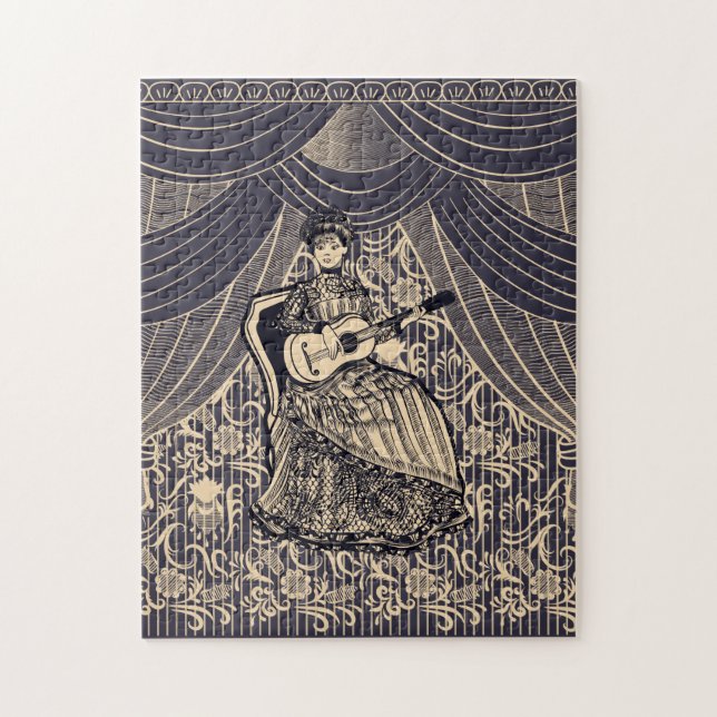 Quebra-cabeça Senhora com guitarra (Vertical)