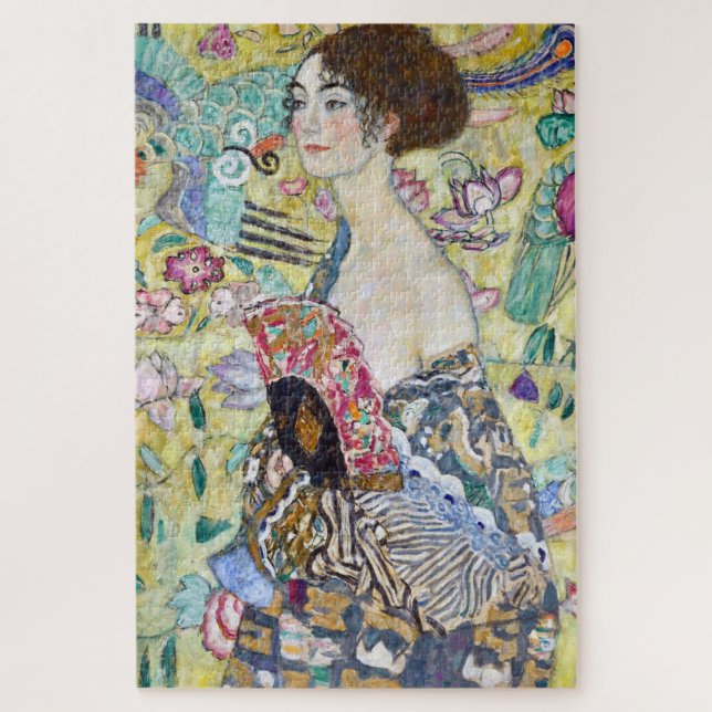 Quebra-cabeça Senhora com ventilador, Gustav Klimt (Vertical)