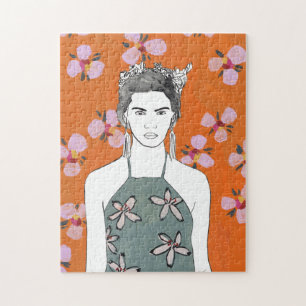 Quebra-cabeça Senhora do Flor Rosa - Laranja