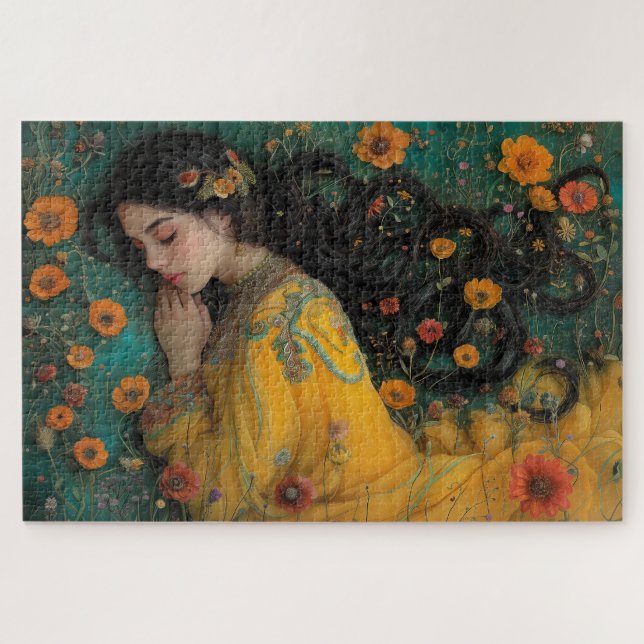 Quebra-cabeça Senhora Dormindo em Amarelo (Horizontal)