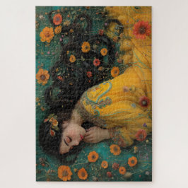 Quebra-cabeça Senhora Dormindo em Amarelo