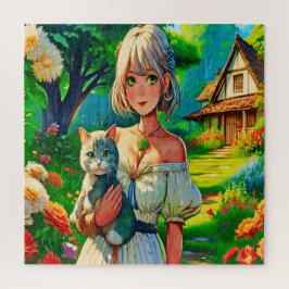 Quebra-cabeça Senhora e o gato