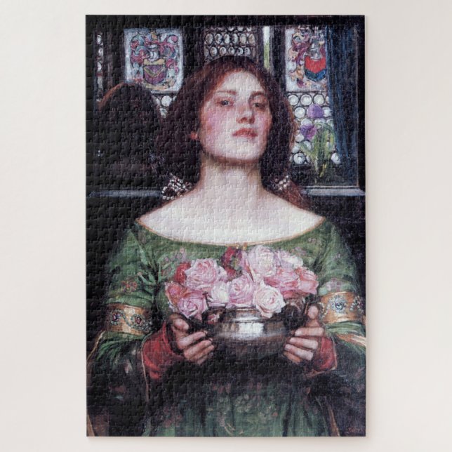 Quebra-cabeça Senhora e Rosas, John William Waterhouse (Vertical)