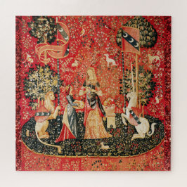 Quebra-cabeça SENHORA E UNICORN Cheira, Leão, Flores, Animais