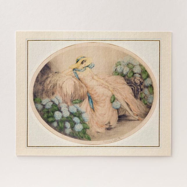 Quebra-cabeça Senhora rosa por Louis Icart (Horizontal)