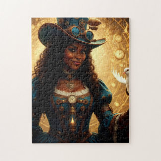 Quebra-cabeça Senhora Steampunk Viajante no Tempo com Pombo