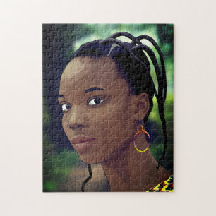 Quebra-cabeça Senhora Yoruba com estilo de cabelo tradicional