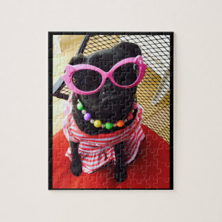 Quebra-cabeça Senhorita Harley Preto Pug Confusão