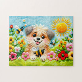 Quebra-cabeça Sentiu o Cachorro em um Jardim Sangrento com Abelh