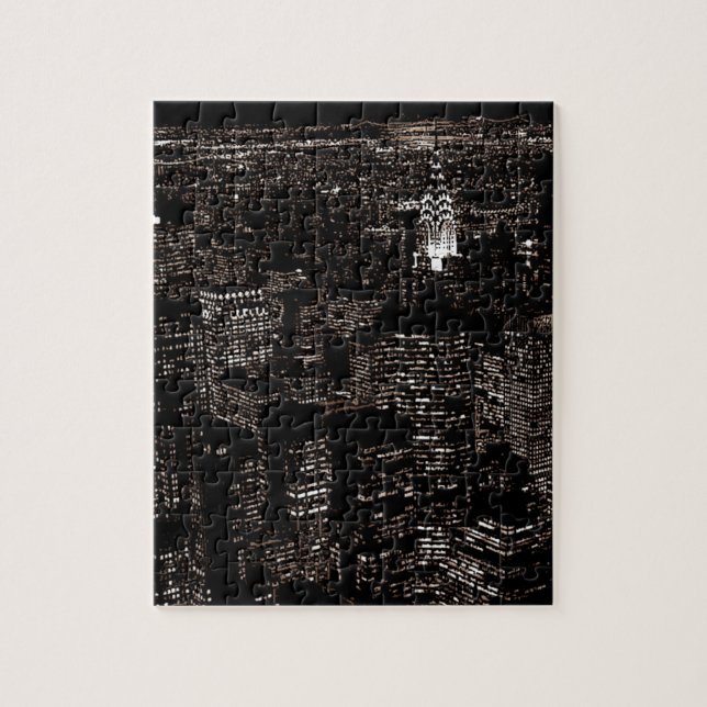 Quebra-cabeça Sepia Nova Iorque Night Skyline (Vertical)