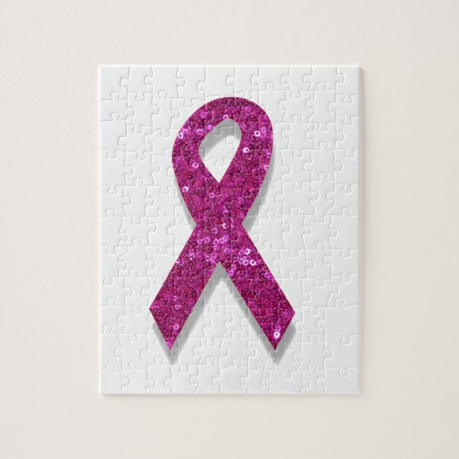 Quebra-cabeça sequin pink breast cancer awareness (Vertical)