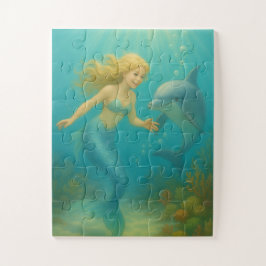 Quebra-cabeça Sereia e Golfinho Kids 30 peças superdimensionadas