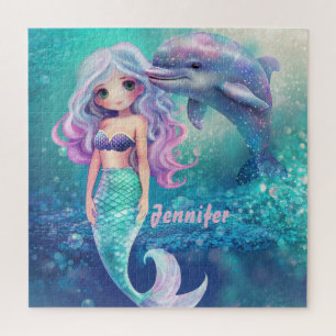 Quebra-cabeça Sereia submarina e golfinho