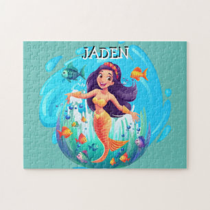 Quebra-cabeça Sereias, Peixes salpando na água personalizados