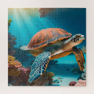 Quebra-cabeça Serene 3D Tartaruga marinha no Oceano - Tranquil M