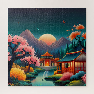 Quebra-cabeça "Serenidade ao Sol: Arte Chinesa Tradicional