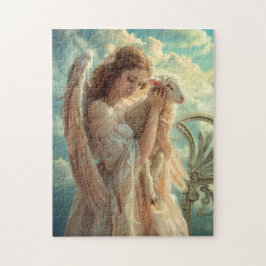 Quebra-cabeça Serenidade Celestial Anjo Feminino com Cordeiro