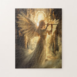 Quebra-cabeça Serenidade Celestial Anjo Feminino com Flauta