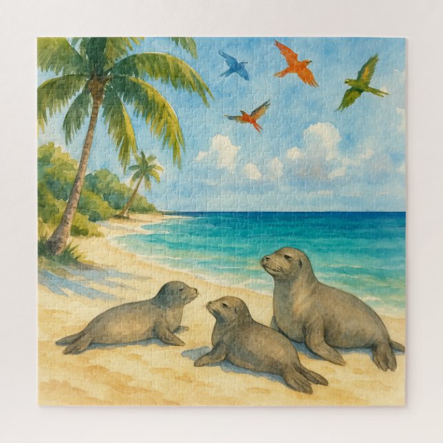 Quebra-cabeça Serenidade de praia de monk Caribe (Vertical)