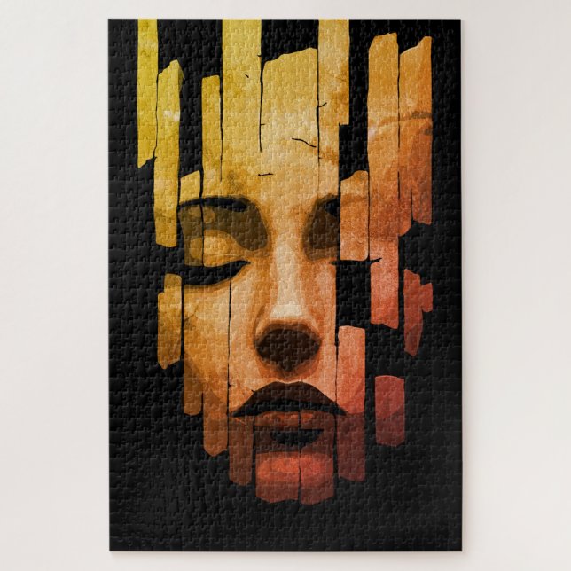 Quebra-cabeça Serenidade Fragmentada – Retrato Digital Surrealis (Vertical)