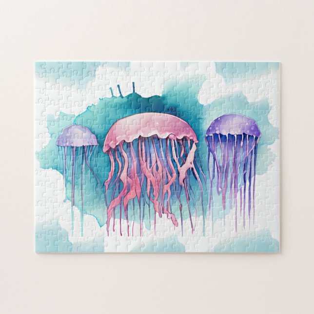 Quebra-cabeça - Série Watercolor: Jellyfish Bloom (Horizontal)