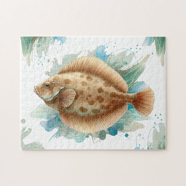 Quebra-cabeça - Série Watercolor: Solha/Flatfish (Horizontal)