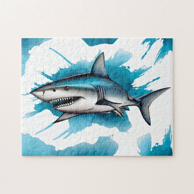 Quebra-cabeça - Série Watercolor: Tubarão (Horizontal)