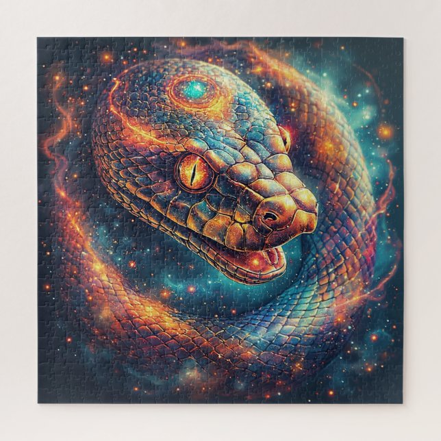 Quebra-cabeça Serpente Cósmica com Escamas Brilhantes (Vertical)