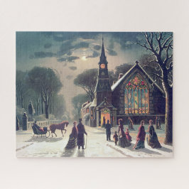 Quebra-cabeça Serviço de Véspera de Natal J Hoover And Son 1878