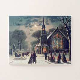 Quebra-cabeça Serviço de Véspera de Natal J Hoover And Son 1878