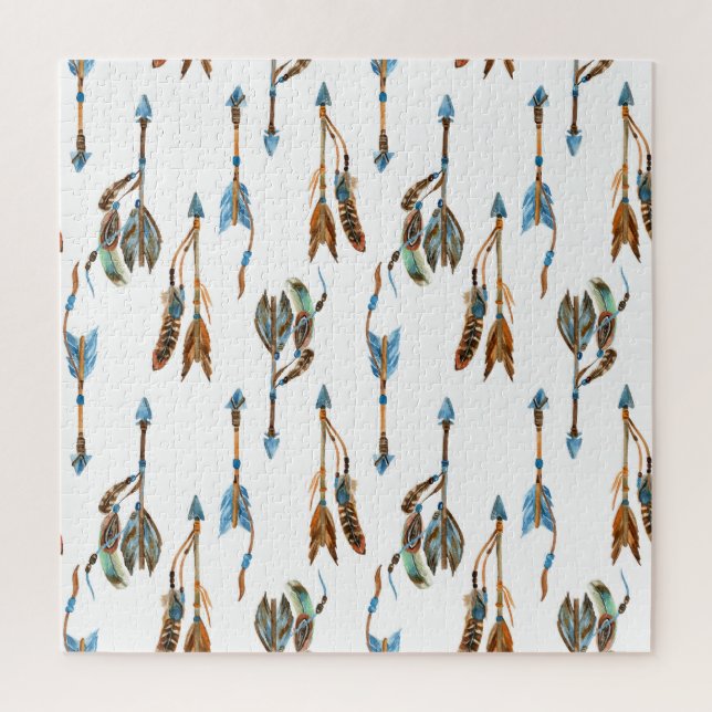 Quebra-cabeça Setas tribais: ilustração da safra de aquarela. (Vertical)