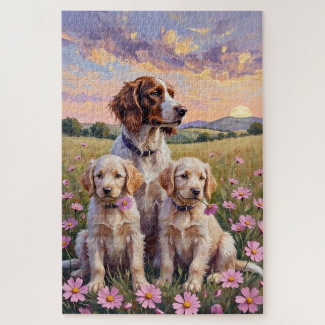 Quebra-cabeça Setter Inglês Cosmos Meadow Art (Vertical)