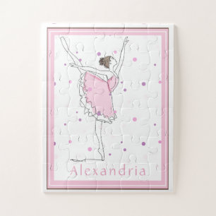 Quebra-cabeça Seu nome aqui é Pink Ballerina Bolinhas