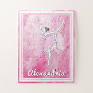 Quebra-cabeça Seu nome aqui é Pink Ballerina Dancer Girl Quebra-